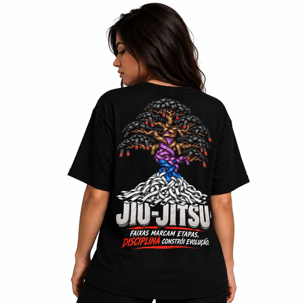 ESTAMPA ARVORE JIU FEM Camiseta Arvore com faixas do Jiu Jitsu - Imagem 1