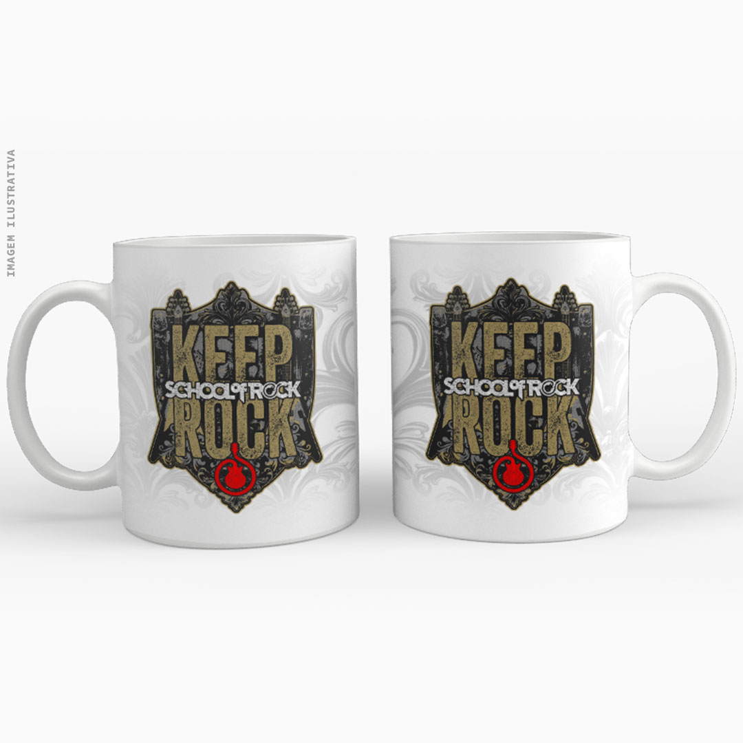 Caneca-School-Of-Rock-Keep-Rock.jpg Caneca Branca School Of Rock Keep Rock - Imagem 1